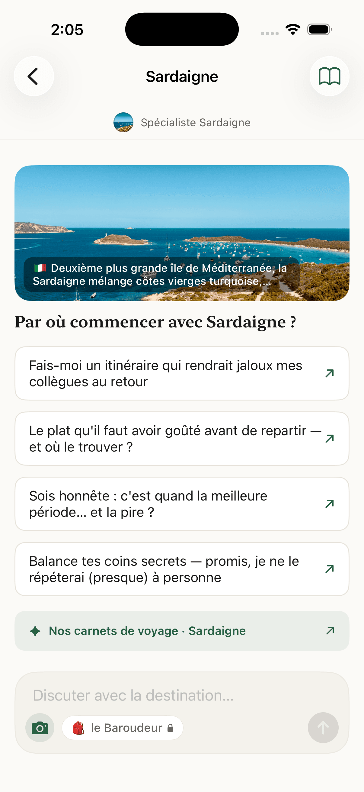 Marco, spécialiste Sardaigne, propose des sujets de conversation