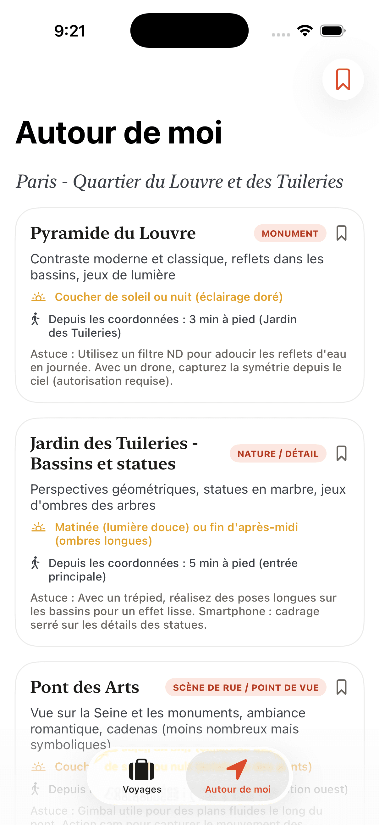 Repérage des spots photo autour de vous dans Latitude