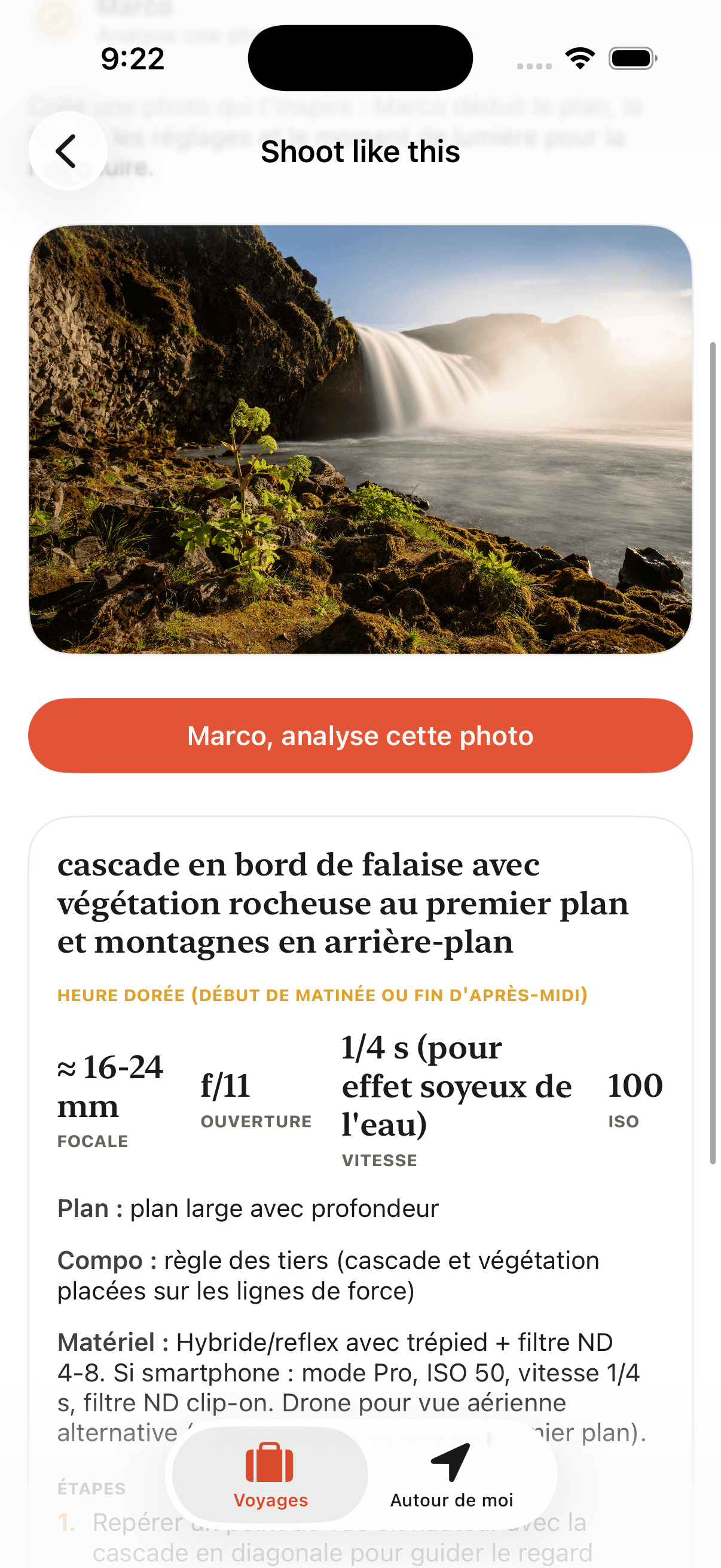 Analyse d'une photo de référence par Marco dans Latitude